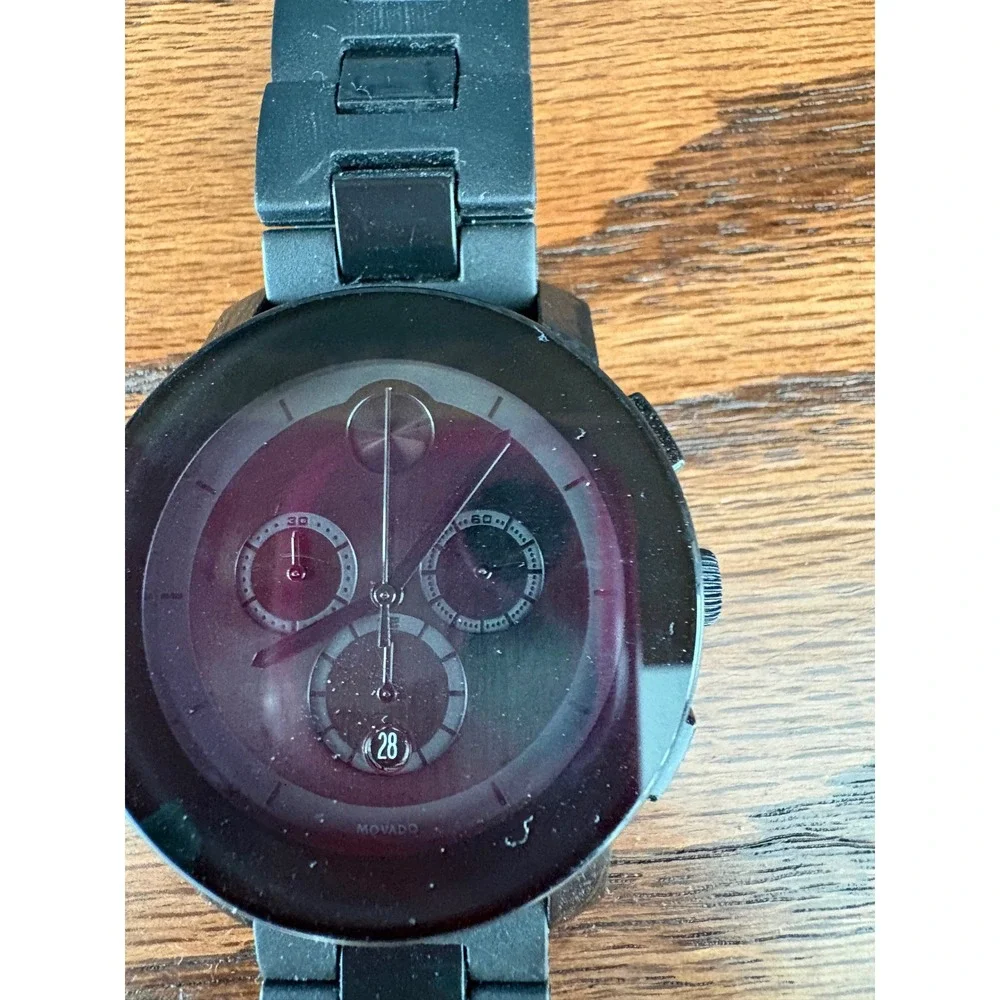 Movado Bold Chronograph Black Dial Mens Watch MB.01.1.29.6016 48mm